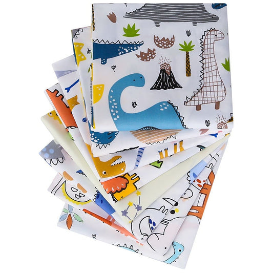 Cute Dinosaur Patchwork Fabrics - 8Pcs