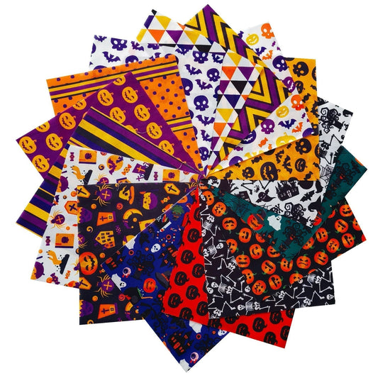 Halloween Patchwork Fabrics - 16Pcs