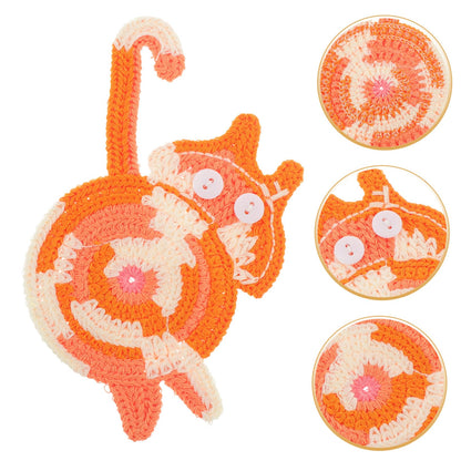 Handmade Cat Knitted Coaster Mat