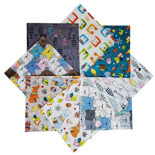 Cute Animal Patchwork Fabrics - 8Pcs