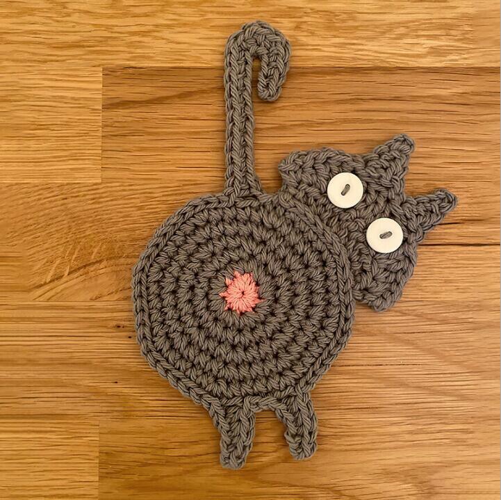 Handmade Cat Knitted Coaster Mat