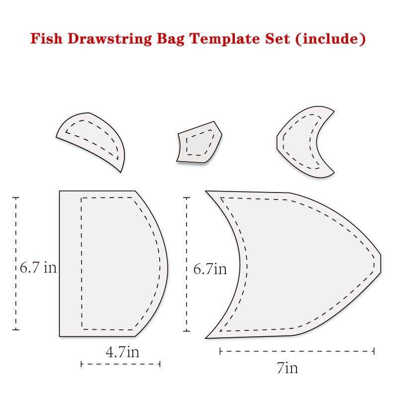 Fish Drawstring Bag Template Set (5PCS)